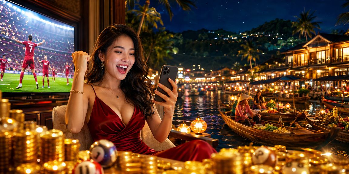 Người mẫu Việt Nam cầm vé số tại Phú Quốc với nền biển xanh